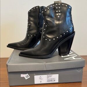 Black Heeled Studded Boots